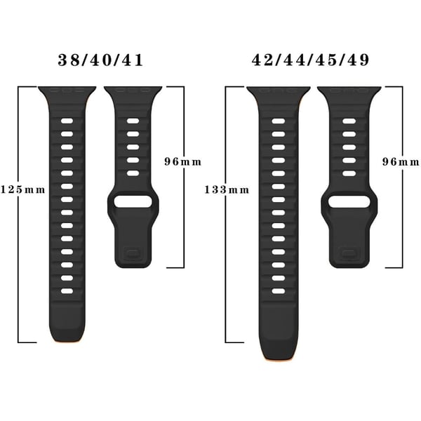 Apple Watch Series 41mm - 40mm - 38mm Watchstrap Dual Color Silikonarmbånd - Stjernelys + Oransje