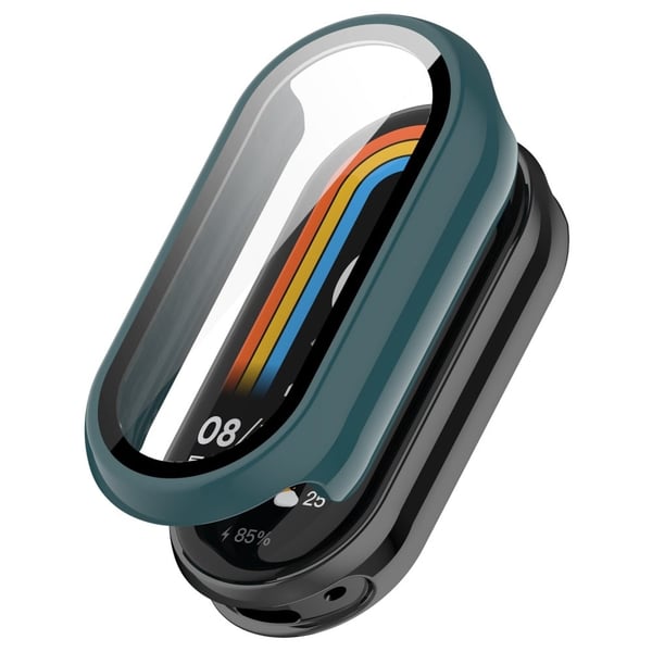 Xiaomi Mi Band 8 / 8 NFC støtbestandig etui + skjermbeskytter av herdet glass i blank stil - Grønn