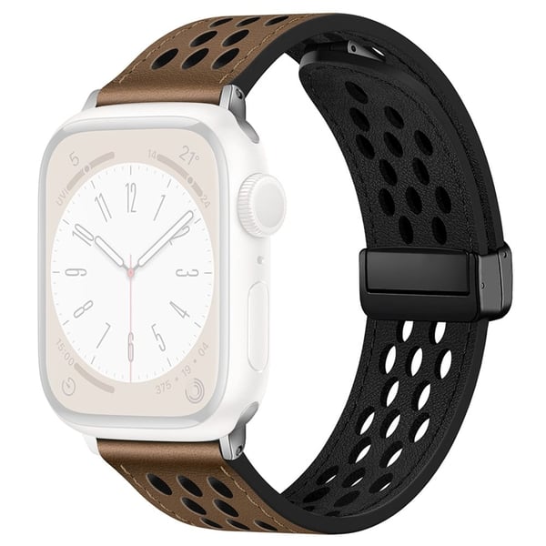 Apple Watch Series 41 mm - 40 mm - 38 mm urrem i uthulet lær - Solbrun
