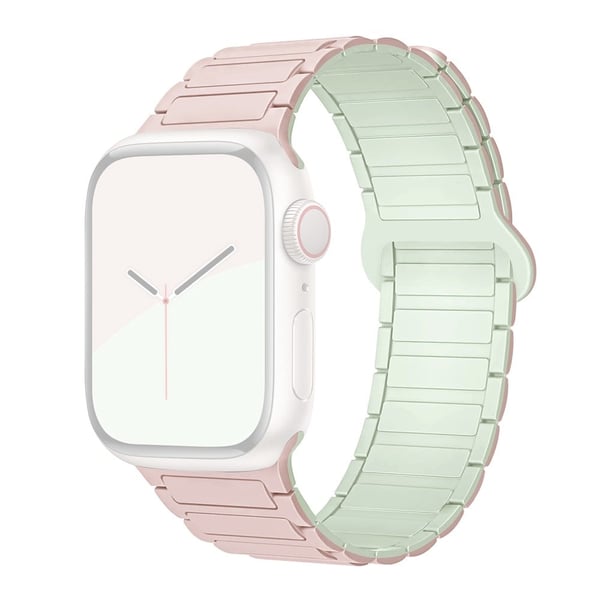 Apple Watch Series 41mm - 40mm - 38mm kellonauha Pehmeä silikoni magneettinen hihna - Oxfordin Vaaleanpunainen / Pehmeä Minttu