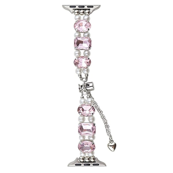 Apple Watch Series 7 8 9 41mm / 6 5 4 SE (2023) SE (2022) SE 40mm / 3 2 1 38mm Strap Jewelry Bracelet - Rosa Diamant + Hvit Perle / Glidende