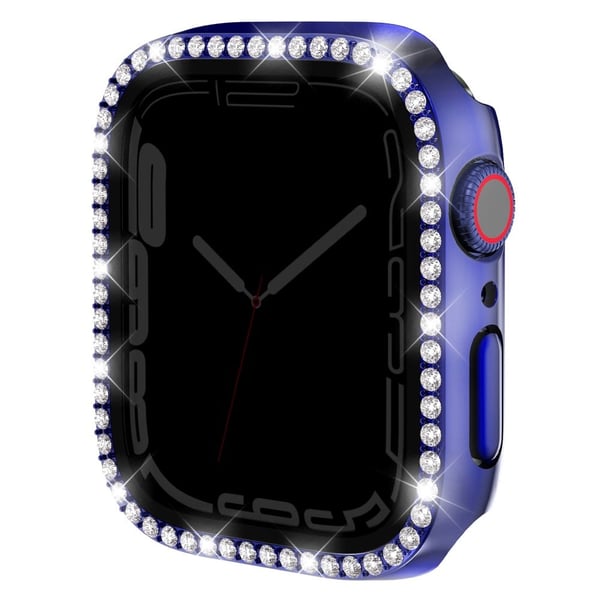 Kotelo Apple Watch Series 9 / 8 / 7 41mm Strassi Bump kestävä kehys Anti-spy karkaistu lasi elokuva - Keskiyön Sininen
