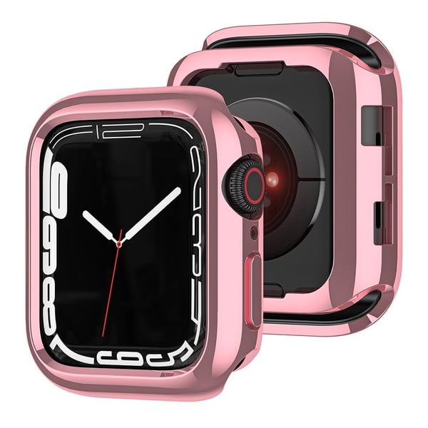 Apple Watch Series 9 8 7 45mm / 6 5 4 SE (2023) SE (2022) SE 44mm / 3 2 1 42mm Fleksibelt Watch Deksel Galvanisert hul ramme - Rosa Rose