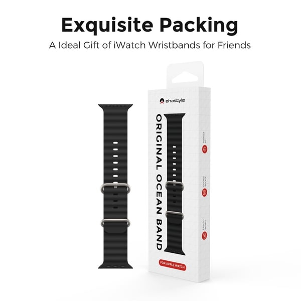 AHASTYLE WG102 Apple Watch Series 49mm - 45mm - 44mm - 42mm Watchstrap - Svart