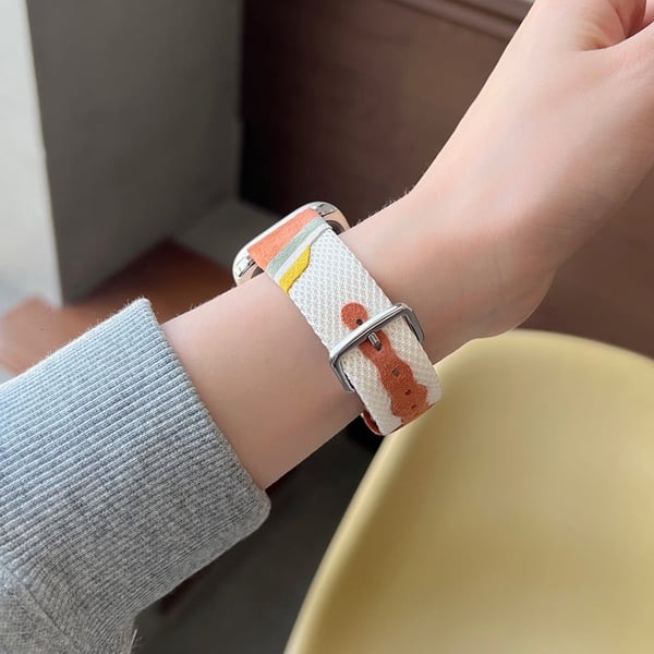 Apple Watch Series 9 8 7 41mm / Series 6 5 4 SE SE (2022) SE (2023) 40mm / Series 3 2 1 38mm Mesh+Leather Band - Brun (Sølvspenne)