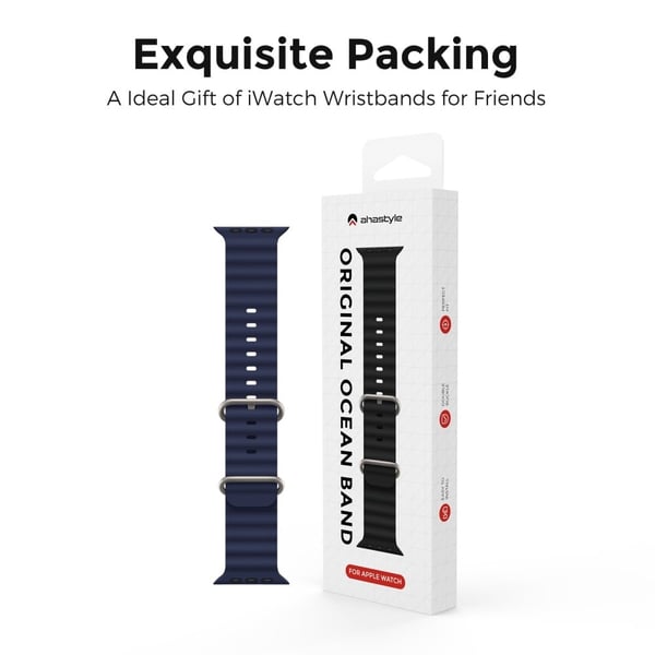 AHASTYLE WG102 Apple Watch Series 41mm - 40mm - 38mm Silikonklokkearmbånd - Midnattsblå
