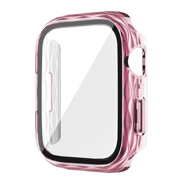 Apple Watch Series 7 / 8 45 mm Hardt støtsikkert + skjermbeskyttelsesfilm i temperert glass Watch Case-deksel - Gjennomsiktig Rosa