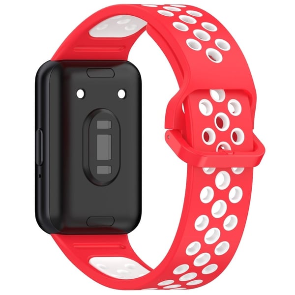 Samsung Galaxy Fit3 Silicone Watch Bands Dual-Color Wrist Straps Replacement Parts - Rød + Hvid