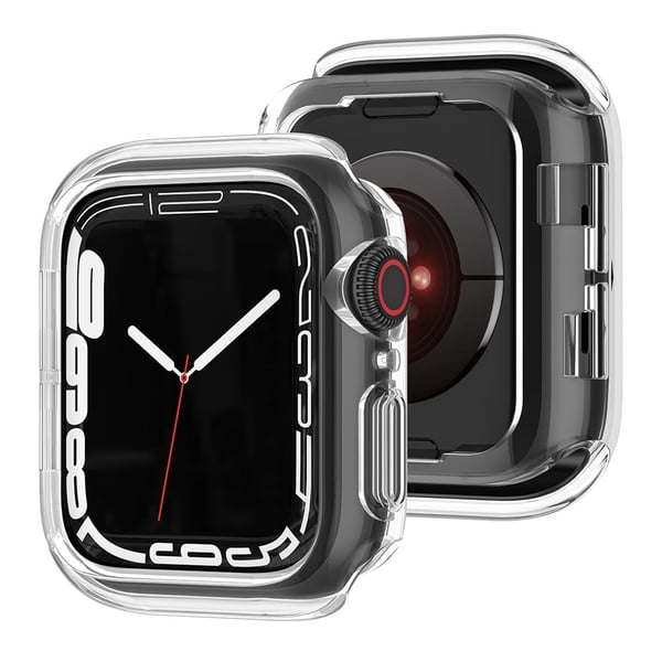 Apple Watch Series 9 8 7 45mm / 6 5 4 SE (2023) SE (2022) SE 44mm / 3 2 1 42mm Fleksibelt Watch Deksel Galvanisert hul ramme - Gjennomsiktig