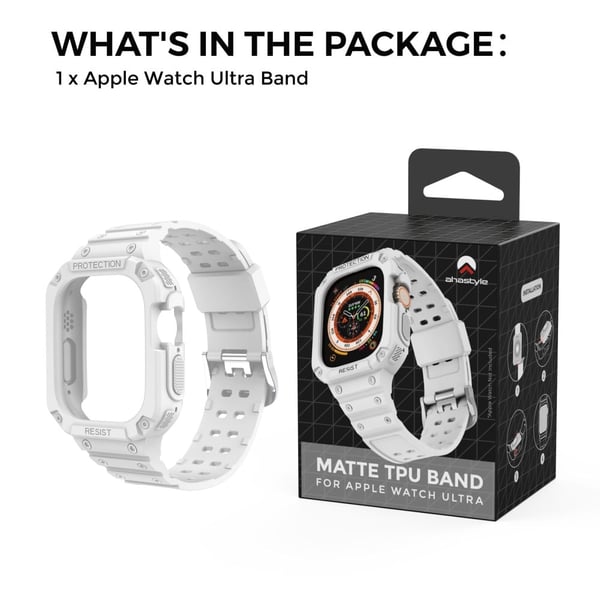 AHASTYLE WG106 Apple Watch Series 41mm - 40mm - 38mm Matte, fleksible armbånd med etui - Hvit