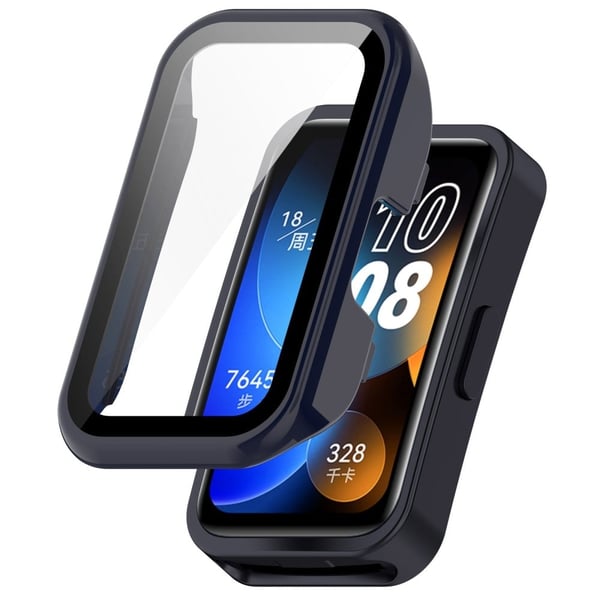Huawei Band 8 / 8 NFC / 9 / 9 NFC Kova kolhunkestävä kellon kansi, jossa on karkaistu lasi kellon näytön kalvo - Tummansininen
