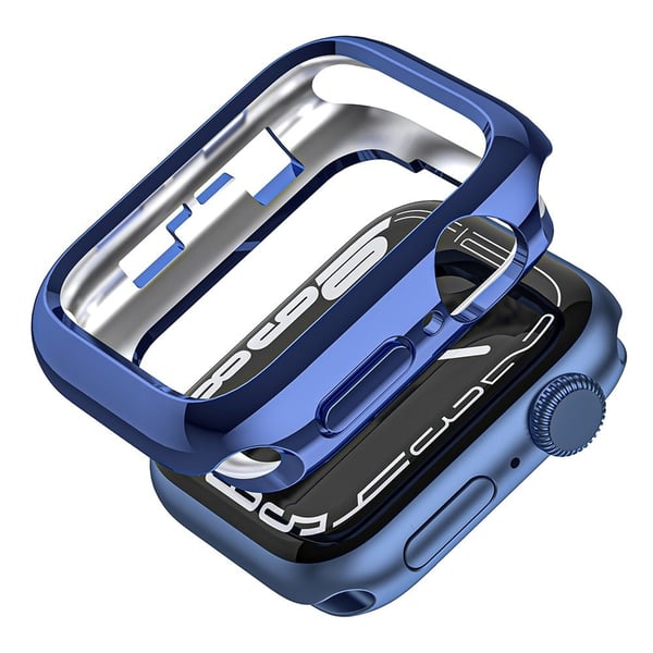 Apple Watch Series 9 8 7 45mm / 6 5 4 SE (2023) SE (2022) SE 44mm / 3 2 1 42mm Fleksibelt Watch Deksel Galvanisert hul ramme - Midnattsblå