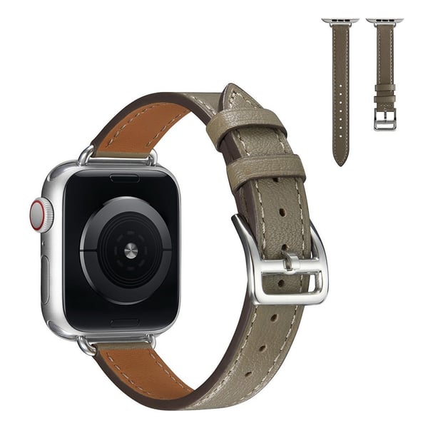 Apple Watch 42mm - 44mm enkel klokkerem i skinn - Grønn