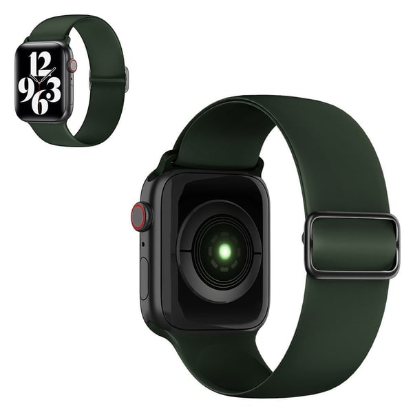 Apple Watch 40 mm elastisk klokkerem i silikon - Svartgrønn