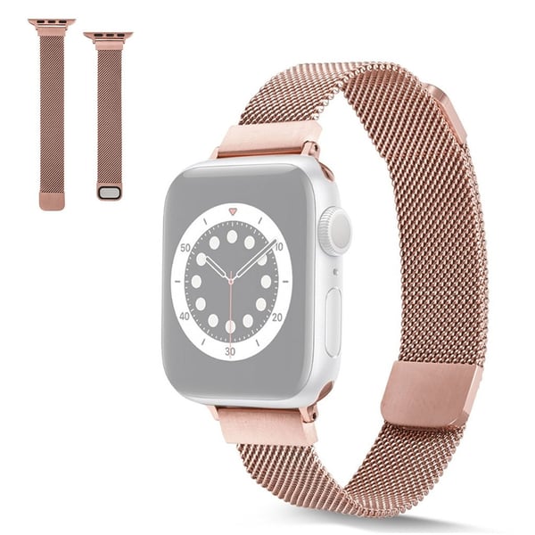Apple Watch 42 mm - 44 mm rustfritt stål med klokkerem med magnetlås - Rose Gull