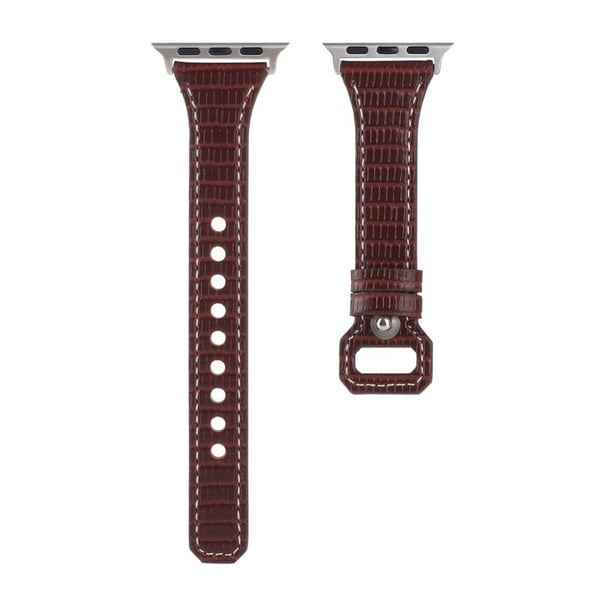 Apple Watch 40 mm klokkerem i bambusteksturert ekte skinn - Brun