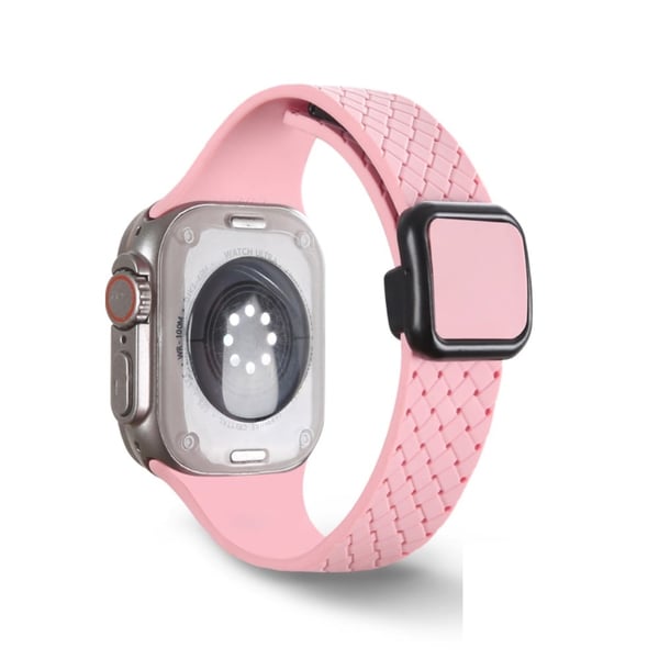 Apple Watch Series 41mm - 40mm - 38mm kellon rannekorun kudottu tekstuuriranneke - Vaalea Pinkki