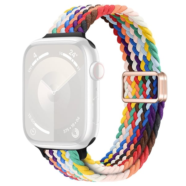 Apple Watch Series 49mm - 45mm - 44mm - 42mm Urrem Flettet nylonrem - Officiel Regnbue