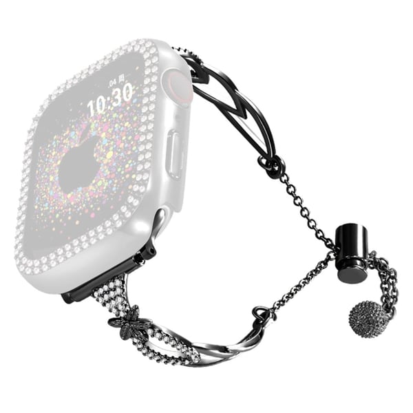20 mm universal smartklokkearmbånd med rhinestone-dekor i kobberarmbånd - Svart 20 mm universal smartklokkearmbånd med rhinestone-dekor i kobberarmbånd - Svart