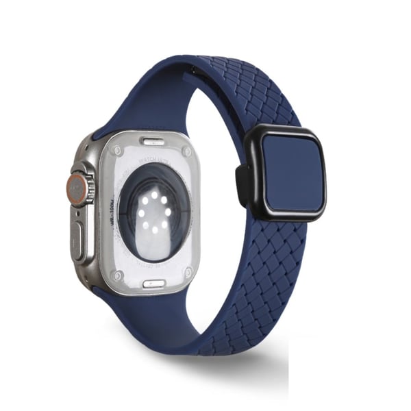 Apple Watch Series 49mm - 45mm - 44mm - 42mm silikoniranneke - Keskiyön Sininen