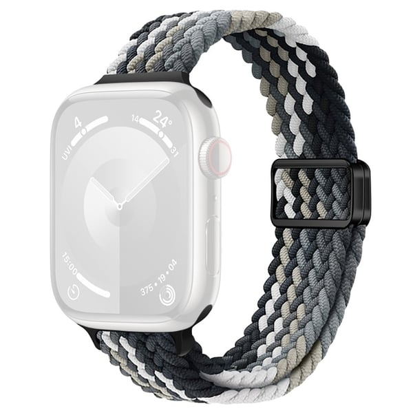 Apple Watch Series 49mm - 45mm - 44mm - 42mm Urrem Flettet nylonrem - Sort Grå