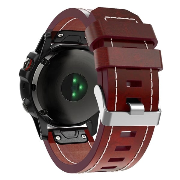 KALEBOL KLB-CXZP-001 Garmin QuickFit / Fenix 7X / 6X Armbånd 26 mm urrem i ekte kuskinn - Brun