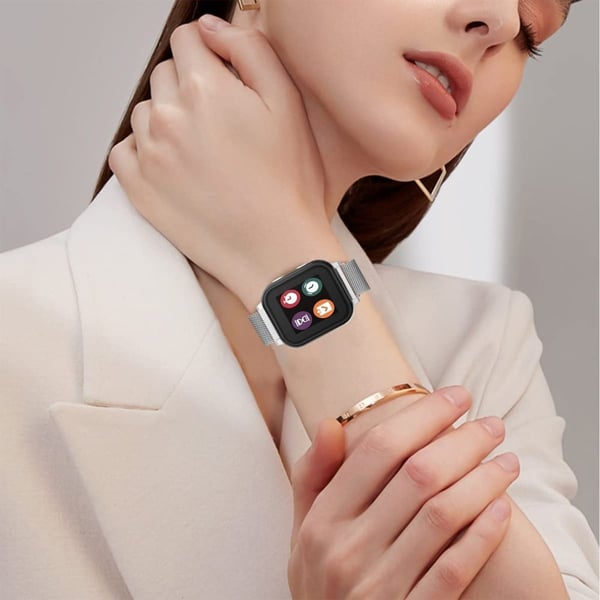 Verizon GizmoWatch Disney Edition erstatningsarmbånd i rustfritt stål med magnetisk Milanese-klokkerem - Sølv