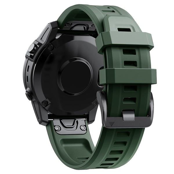 KALEBOL KLB-LWGJ-001 Garmin Fenix 7 / 7 Pro Strap Replacement QuickFit 22mm Silicone Watch Band - Militærgrøn