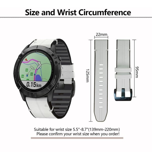 KALEBOL KLB-SSGJZP-001 Garmin QuickFit 22 mm vegansk lærbelagt silikonarmbånd med justerbar klokkerem - Kaffe