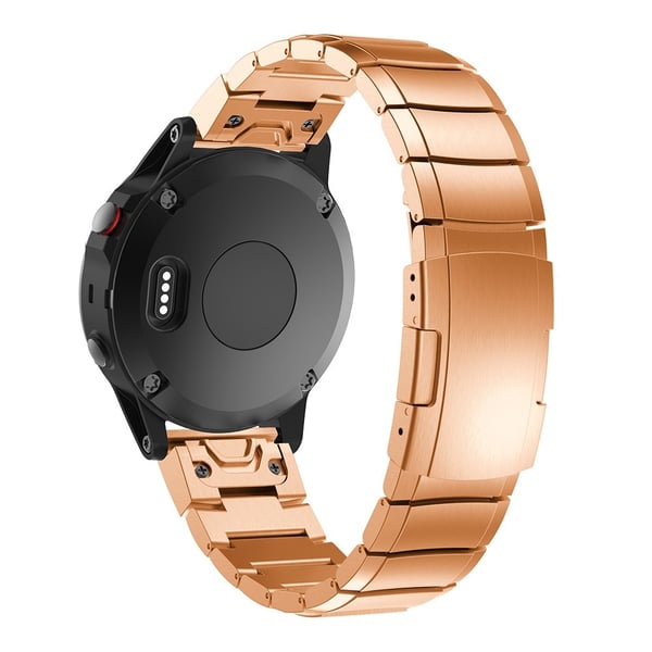 KALEBOL KLB-YZBXG-001 Garmin Fenix 7 / 7 Pro / QuickFit-klokkearmbånd i rustfritt stål Erstatningsklokkearmbånd - Rose Gull
