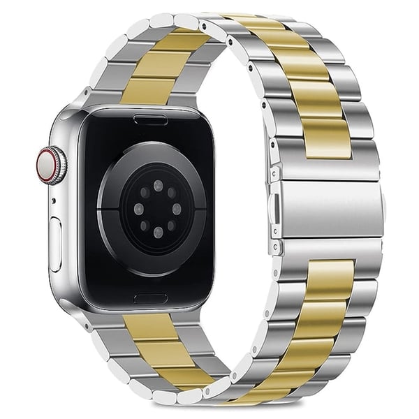 KALEBOL Apple Watch Series 41mm - 40mm - 38mm Armbånd i rustfritt stål - Sølv + Gull