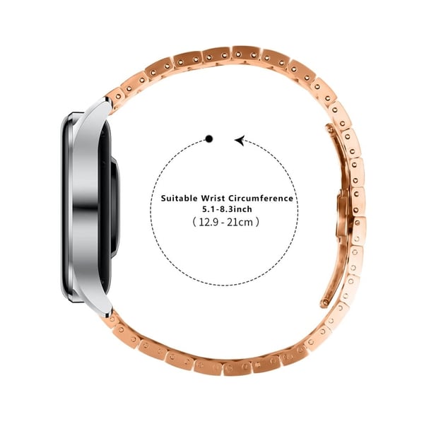 Haylou RT LS05S rustfritt stålrem med linjedesign for smartklokker - Rose Gull