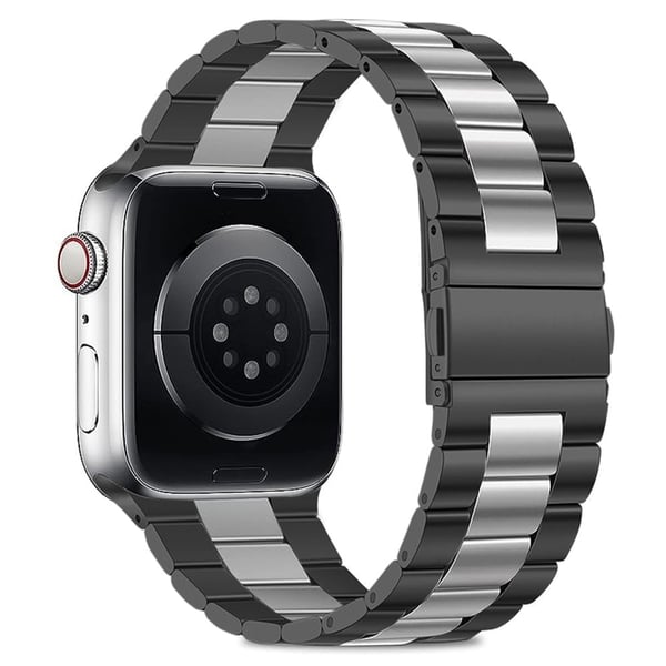 KALEBOL Apple Watch Series 41mm - 40mm - 38mm Armbånd i rustfritt stål - Svart + Sølv
