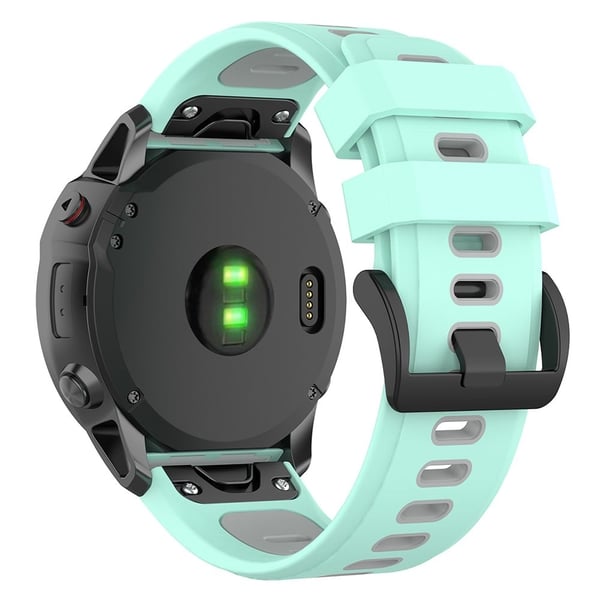 KALEBOL KLB-SSPWGJ-001 Garmin Fenix 7 / 7 Pro QuickFit 22 mm fleksibelt silikonarmbånd - Blågrønn + Grå