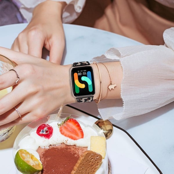 Samsung Galaxy Fit3 SM-R390 Elastisk håndledsbånd mønsterdesign urrem (sort spænde) - 3
