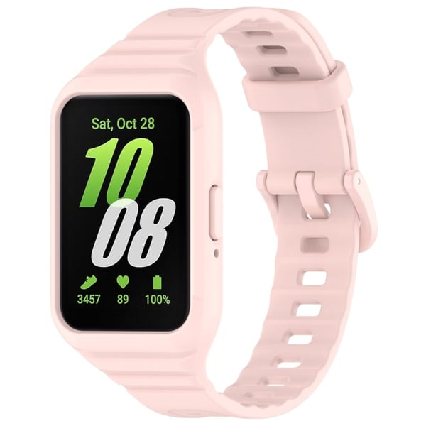 Samsung Galaxy Fit3 Integrert silikonarmbånd med klokkeveske Erstatningsarmbånd - Lyserosa