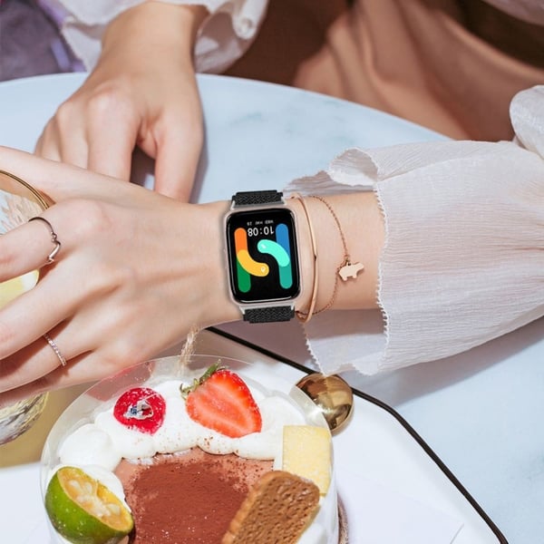 Samsung Galaxy Fit3 SM-R390 Vævet urrem Justerbar håndledsrem med sølvstik - Sort