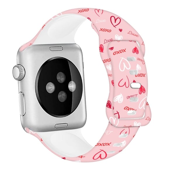 Apple Watch Ultra 2 Ultra 49mm / 9 8 7 45mm / 6 5 4 SE (2022) / (2023) / SE 44mm / 3 2 1 42mm Mønster Silikone Urrem - Xo Hjerte 04