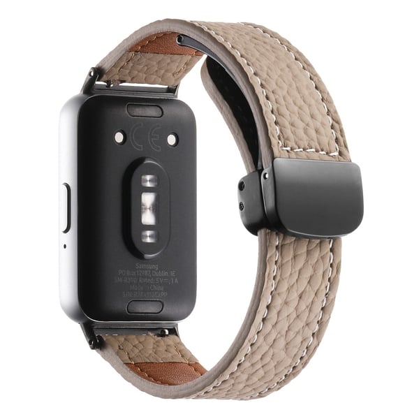 Samsung Galaxy Fit3 Klokkerem Litchi Texture Ekte ku skinn Magnetisk armbånd - Kaffe