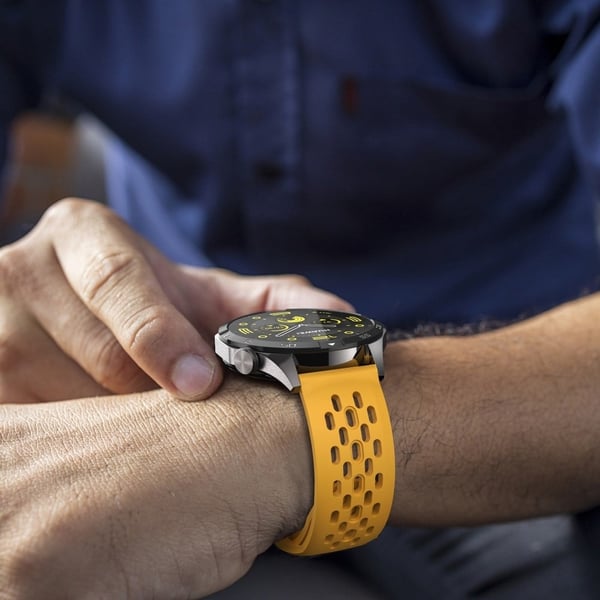 Garmin vivoactive 5 / Venu 2 Plus Silikonklokkebånd 20 mm hul justerbar rem - Mørkegul
