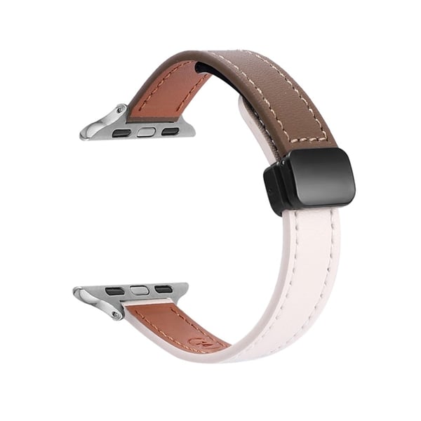 Apple Watch Series 41mm - 40mm - 38mm Urrem Mikrofiber Læderrem - Beige Abrikos + Karamel Apple Watch Series 41mm - 40mm - 38mm Urrem Mikrofiber Læderrem - Beige Abrikos + Karamel