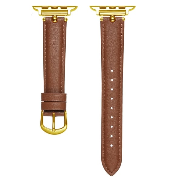 KALEBOL Apple Watch Series 41mm - 40mm - 38mm Urarmbånd i ekte kuskinn - Mørkebrun / Spenne I Gull