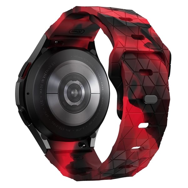 KALEBOL KLB-ZQWFKGJ-001 Samsung Galaxy Watch 4 / 5 / 6 Fotballmønster Silikonklokkerem Erstatningsarmbånd - Svart Og Rød Kamuflasje