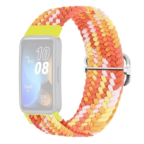 KALEBOL KLB-BZNL-001 Huawei Band 8 hihna Säädettävä punottu nailon kellonauha - Värikäs Oranssi