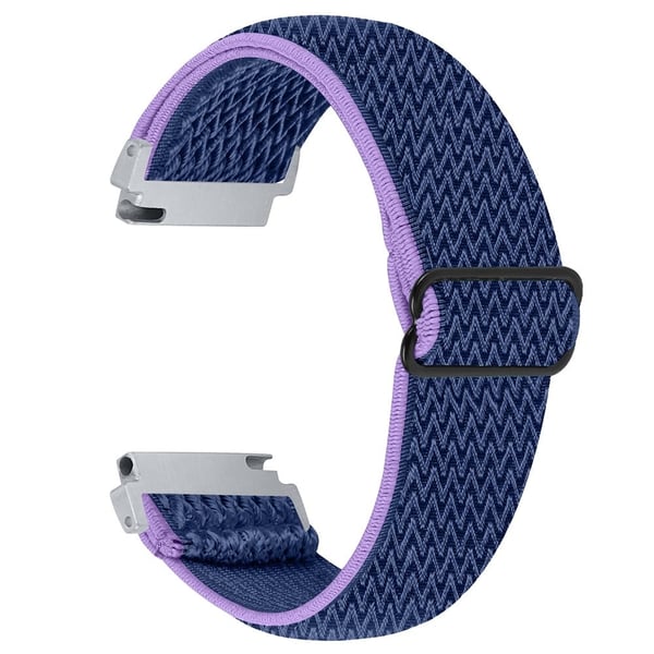 SyncUp Kids Watch Elastic Soft Nylon Sport Strap Wavy Pattern Watch Band - Lilla + Blå