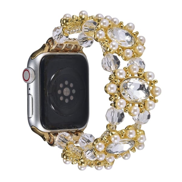 Apple Watch Series 41mm - 40mm - 38mm Armband Pärlband med pärldekor - Guld