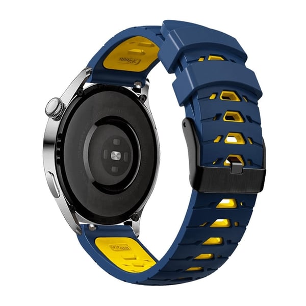 KALEBOL KLB-SSTXGJ-001 Samsung Galaxy Watch6 Classic 43mm / 47mm / GarminActive 20mm Trapesformet klokkerem i silikon - Midnattsblå + Gul KALEBOL KLB-SSTXGJ-001 Samsung Galaxy Watch6 Classic 43mm / 47mm / GarminActive 20mm Trapesformet klokkerem i silikon - Midnattsblå + Gul