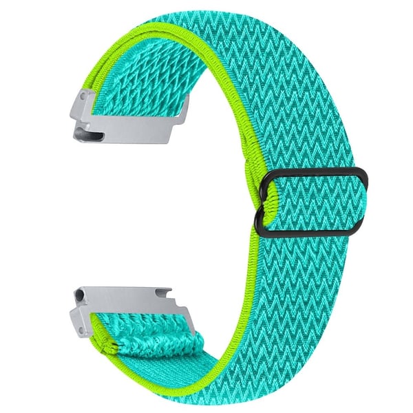 Verizon Gizmo Watch 1 Bølget mønster elastisk armbånd vevd nylonklokkerem - Gul + Grønn