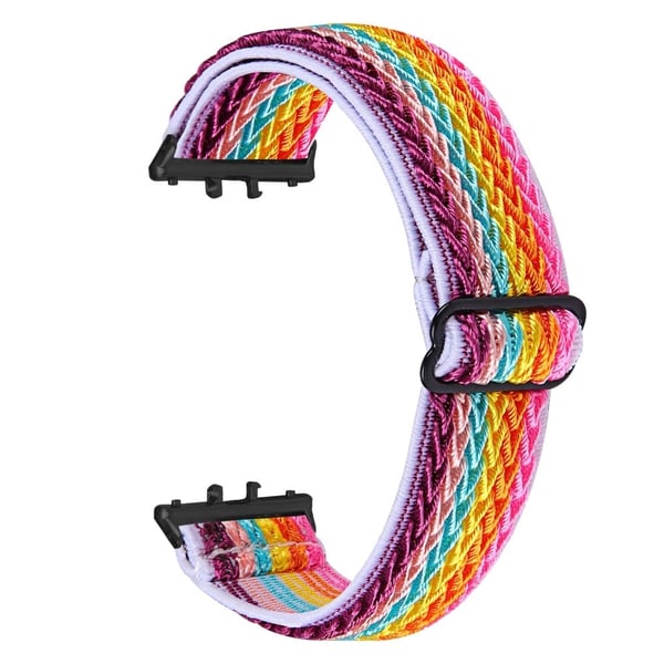 Samsung Galaxy Fit3 SM-R390 Vævet urrem Elastisk armbånd, sort stik - Regnbue