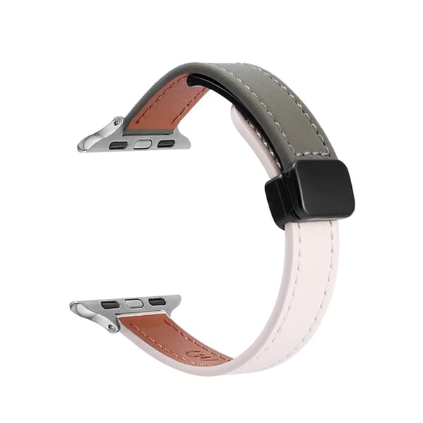 Apple Watch Series 41mm - 40mm - 38mm Urrem Mikrofiber Læderrem - Beige Abrikos + Avocadogrøn Apple Watch Series 41mm - 40mm - 38mm Urrem Mikrofiber Læderrem - Beige Abrikos + Avocadogrøn